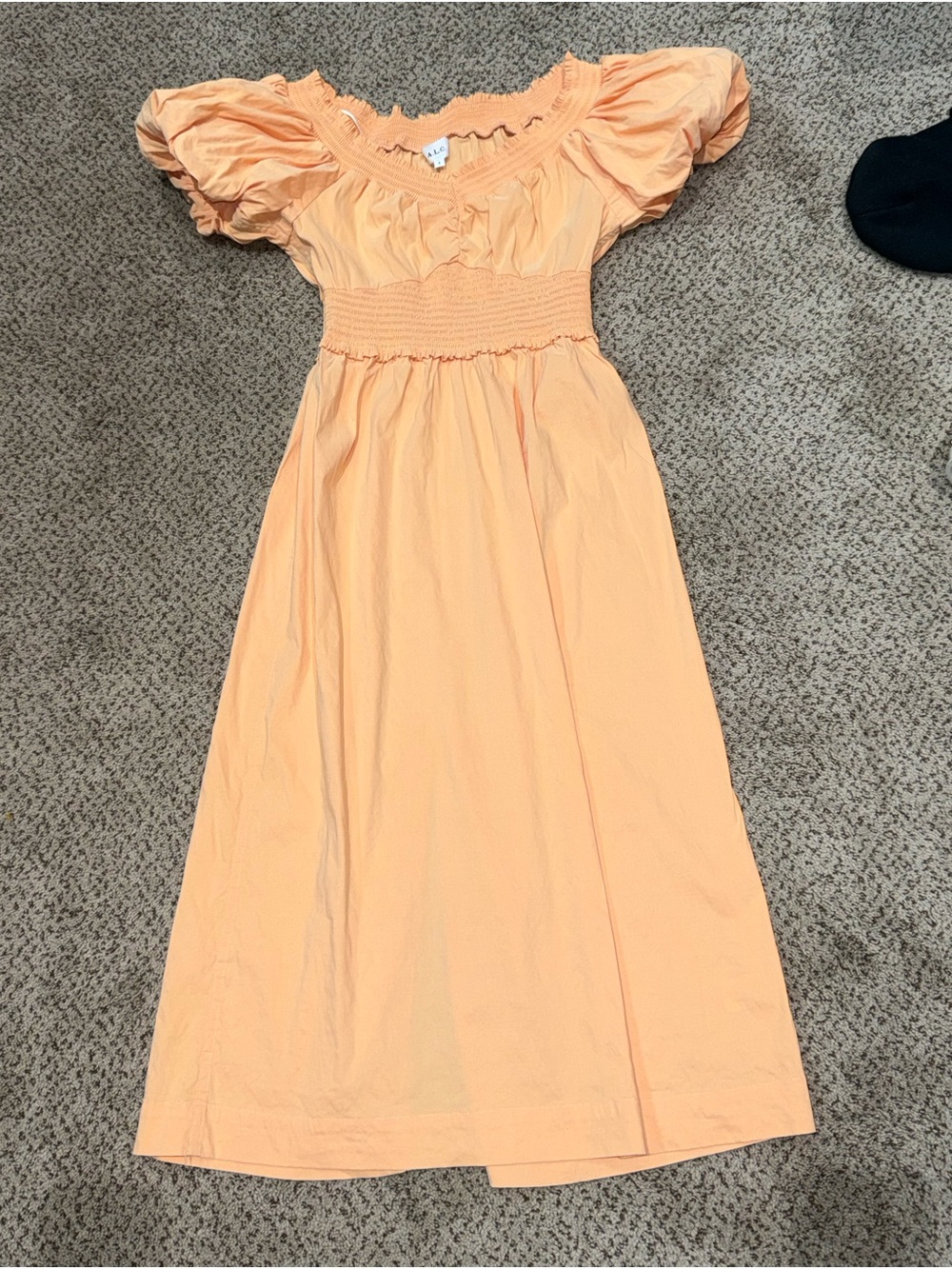 A.L.C. Adena Cantaloupe Linen Blend Smocked Midi Dress | Cottagecore | Women’s 8